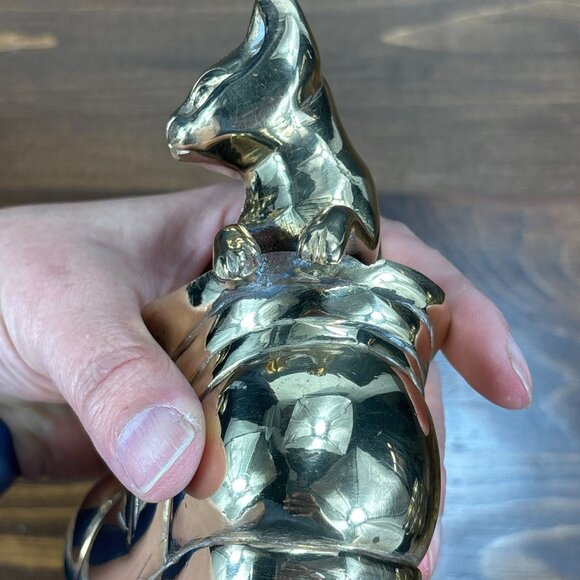 Vintage Brass Cat in Boot Figurine Solid Brass Kitten Sculpture for Cat Lover - Picture 12 of 15